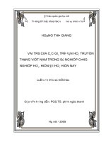 Vai trò của các giá trị văn hóa truyền thống việt nam trong sự nghiệp công nghiệp hóa, hiện đại hóa hiện nay 