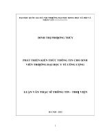 Phát triển kiến thức thông tin cho sinh viên trường đài học y tế công cộng   