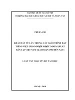 Khảo sát từ láy trong các giáo trình dạy tiếng việt cho người nước ngoài (xuất bản tại việt nam giai đoạn 1980 đến nay)   
