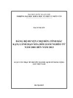 Đảng bộ huyện chợ đồn (tỉnh bắc kạn) lãnh đạo xóa đói giảm nghèo từ năm 2001 đến năm 2013 