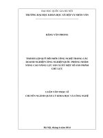 Thành lập quỹ đổi mới công nghệ trong các doanh nghiệp công nghiệp quốc phòng nhằm nâng cao năng lực sản xuất một số sản phẩm chủ lực  