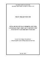 Đảng bộ huyện đan phượng (hà nội) lãnh đạo thực hiện quy chế dân chủ ở cơ sở từ năm 2001 đến năm 2012 