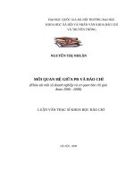 Mối quan hệ giữa PR và báo chí (khảo sát một số doanh nghiệp và cơ quan báo chí giai đoạn 2006 2008) 