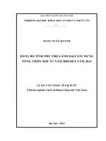 Đảng bộ tỉnh phú thọ lãnh đạo xây dựng nông thôn mới từ năm 2008 đến năm 2014   