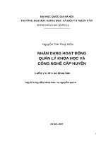 Nhận dạng hoạt động quản lý khoa học và công nghệ cấp huyện   