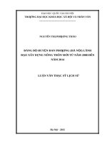 Đảng bộ huyện đan phượng (hà nội) lãnh đạo xây dựng nông thôn mới từ năm 2008 đến năm 2014 