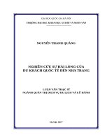 Nghiên cứu sự hài lòng của du khách quốc tế đến nha trang luận văn ths  quản trị dịch vụ du lịch và lữ hành 60340103 