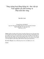Tăng cường hoạt động thông tin   thư viện tại viện nghiên cứu môi trường và phát triển bền vững 