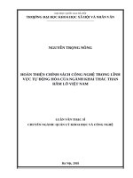 Hoàn thiện chính sách công nghệ trong lĩnh vực tự động hóa của ngành khai thác than hầm lò việt nam    