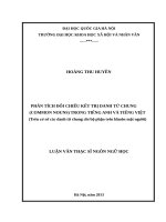 Phân tích đối chiếu kết trị danh từ chung (common nouns) trong tiếng anh và tiếng việt (trên cơ sở các danh từ chung chỉ bộ phận trên khuôn mặt người)    