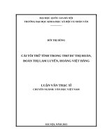 Cái tôi trữ tình trong thơ dư thị hoàn, đoàn thị lam luyến, hoàng việt hằng   