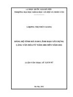 Đảng bộ tỉnh hà nam lãnh đạo xây dựng làng văn hóa từ năm 2001 đến năm 2011 