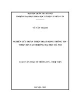 Nghiên cứu hoàn thiện hoạt động thông tin   thư viện tại trường đại học hà nội   
