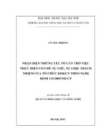 Nhận diện những yếu tố cản trở việc thực hiện cơ chế tự chủ, tự chịu trách nhiệm của tổ chức KHCN theo nghị định 115 2005 nđ CP   