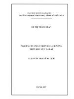 Nghiên cứu phát triển du lịch nông thôn khu vực đà lạt   