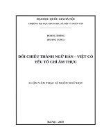 Đối chiếu thành ngữ hán – việt có yếu tố chỉ ẩm thực 
