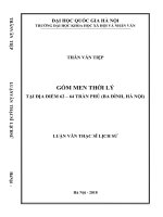 Gốm men thời lý tại địa điểm 62 – 64 trần phú (ba đình,  hà nội)   