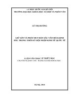 Giữ gìn và phát huy bản sắc văn hóa kinh bắc trong thời kỳ hội nhập kinh tế quốc tế   