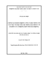 Chính sách định hướng công nghệ thông tin vào việc tin học hóa hệ thống bảo hiểm y tế (nghiên cứu tại tỉnh hải dương)   