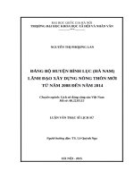 Đảng bộ huyện bình lục (hà nam) lãnh đạo xây dựng nông thôn mới từ năm 2008 đến năm 2014 