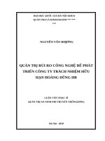 Quản trị rủi ro công nghệ để phát triển công ty trách nhiệm hữu hạn hoàng dũng HB 