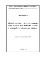Đảng bộ huyện mỹ lộc (tỉnh nam định) lãnh đạo xây dựng đời sống văn hóa ở nông thôn từ năm 2006 đến năm 2015 