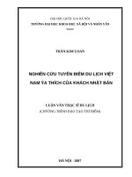 Nghiên cứu tuyến điểm du lịch việt nam ưa thích của khách nhật 