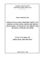 (Luận văn thạc sĩ) Khảo sát đa dạng sinh học động vật không xương sống trong hệ thống hang động Vườn quốc gia Phong NhaKẻ Bàng, tỉnh Quảng Bình
