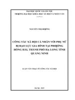 Công tác xã hội cá nhân với phụ nữ bị bạo lực gia đình tại phường hồng hải, thành phố hạ long, tỉnh quảng ninh 