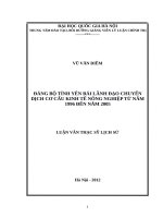 Đảng bộ tỉnh yên bái lãnh đạo chuyển dịch cơ cấu kinh tế nông nghiệp từ năm 1996 đến năm 2005 