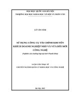 Sử dụng công cụ tài chính khuyến khích doanh nghiệp nhỏ và vừa đổi mới công nghệ (nghiên cứu trường hợp tại tỉnh thanh hóa) 