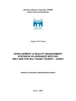 Development of quality management system in accordance with ISO 9001 2000 for ben thanh tourist   hanoi  