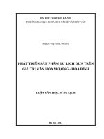 Phát triển sản phẩm du lịch dựa trên giá trị văn hoá mường hoà bình    