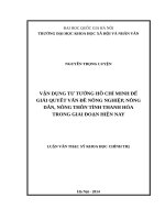 Vận dụng tư tưởng hồ chí minh để giải quyết vấn đề nông nghiệp, nông dân, nông thôn tỉnh thanh hóa trong giai đoạn hiện nay 