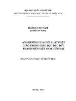 Ảnh hưởng của giới luật phật giáo trong giáo dục đạo đức thanh niên việt nam hiện nay   