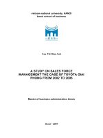 A study on sales force management the case of toyota giai phong from 2002 to 2006  