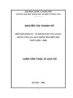 Biến đổi cơ cấu kinh tế   xã hội văn giang (hưng yên) sau quá trình dồn điền đổi thửa 1999   2008   