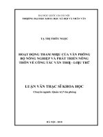 Hoạt động tham mưu của văn phòng bộ nông nghiệp và phát triển nông thôn về công tác văn thư   lưu trữ    