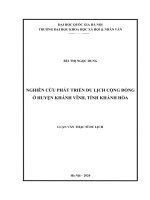 Nghiên cứu phát triển du lịch cộng đồng ở huyện khánh vĩnh, tỉnh khánh hòa 