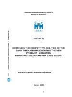 Improving the competitive abilities of the bank through implementing the new product   logistics financing   techcombank case study  