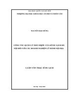 Công tác quản lý nhà nước của sở du lịch hà nội đối với các doanh nghiệp lữ hành nội địa 
