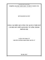 Nâng cao hiệu quả công tác quản lý đội ngũ cán bộ chủ chốt quận bắc từ liêm, thành phố hà nội  