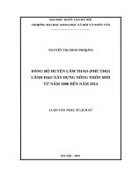 Đảng bộ huyện lâm thao (phú thọ) lãnh đạo xây dựng nông thôn mới từ năm 2008 đến năm 2014 