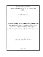 Tác động của việc sử dụng điện thoại thông minh đến sự biến đổi tương  tác xã hội của học sinh trung học phổ thông ở nông thôn hiện nay 