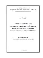 Chính sách nâng cao năng lực công nghệ hệ thống phát thanh, truyền thanh (nghiên cứu trường hợp huyện bình giang, tỉnh hải dương)   