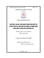 kiến thức thái độ thực hành về bệnh tăng huyết áp và một số yếu tố liên quan của người lao động thuộc tổng công ty điện lực hà nội năm 2017 