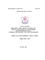 KIẾN THỨC, THỰC HÀNH về TƯƠNG tác THUỐC  THỰC PHẨM của NGƯỜI BỆNH đái THÁO ĐƯỜNG TYPE 2 tại BỆNH VIỆN đại học y hà nội năm 2018 2019 