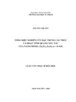 Tổng hợp, nghiên cứu đặc trưng cấu trúc và hoạt tính quang xúc tác của nano spinel znxni1 xfe2o4 (x = 0÷0,5) 