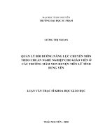 Quản lý bồi dưỡng năng lực chuyên môn theo chuẩn nghề nghiệp cho giáo viên ở các trường mầm non huyện tiên lữ tỉnh hưng yên 