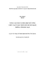Nâng cao chất lượng đội ngũ công chức tại ủy ban nhân dân huyện bạch thông, tỉnh bắc kạn 